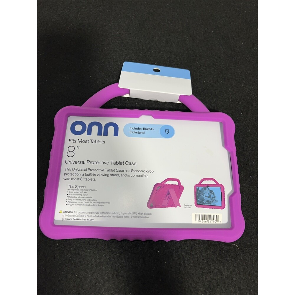 ONN. Heavy-Duty Tablet Bumper Case for Most 8" Tablets, Pink